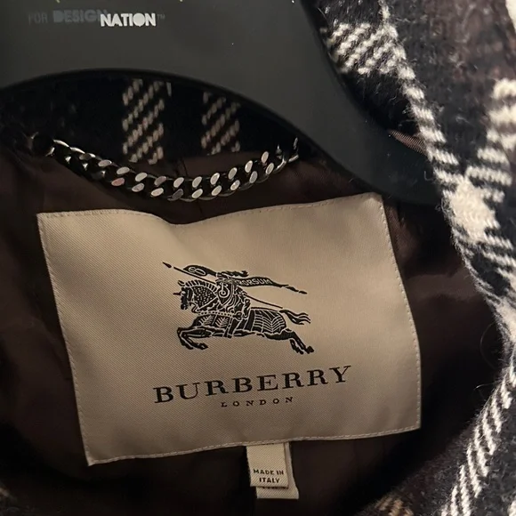Burberry wool blend Checkered Trench Coat - Picture 3 of 10